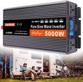 High Efficiency 3000W 4000W 5000W 6000W Pure Sine Wave Power Inverter DC 12V/24V to AC 220V 230V 240V Converter Solar Power Inverter with AC Outlets & LCD Display for Home Camping,5000W-12V