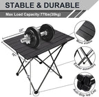 Camping Table Folding Portable Camp Side Table Aluminum Lightweight Carry Bag Beach Outdoor Hiking Picnics BBQ Cooking Dining Kitchen Black Medium