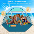 COMMOUDS Beach Tent Sun Shade for 3/4/6/8 Person, UPF 50+ Beach Sun Shelter Canopy Tent, Lightweight, Easy Set Up and Carry
