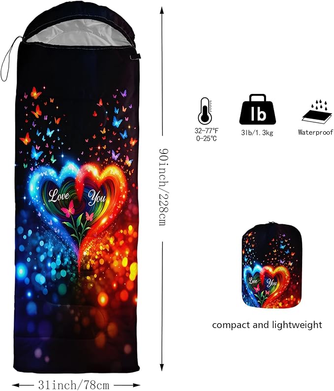 QOOMO Camping Sleeping Bags,3 Season Warm & Cool Weather,Lightweight,Waterproof Sleeping Bags for Adults & Kids,Traveling,and Outdoors,Camping Gear Equipment