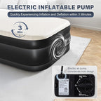 Outvita Twin Air Mattress with Built-in Pump, Foam Topper Inflatable Air Bed Quick Assembly Comfort Luxury Blow Up Sleeping Mat for Guests and Home, Camping, Travel, 650lbs Weight Capacity