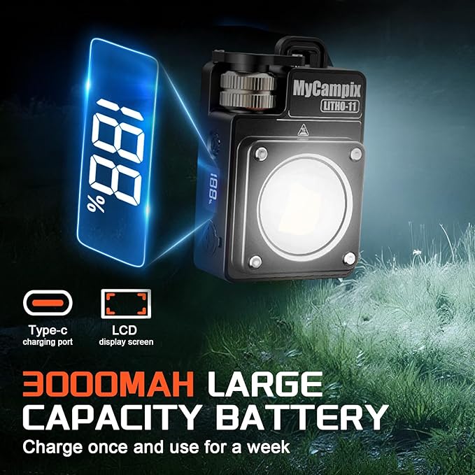 Portable Camping Light, 3500LM Adjustable LED Camping Lantern Rechargeable with 2.5-15H Runtime&Screen, Alloy Waterproof Flashlight for Power Outages, Emergency, Hurricane(2-Pack Black)