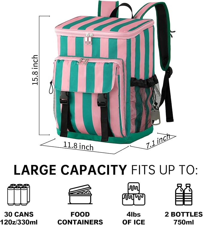 DYSHAYEN Cooler Backpack,Lightweight Backpack Cooler Insulated Leak Proof,30 Cans Soft Cooler Bag for Beach,Camping,Beach,Picnic,Lunch