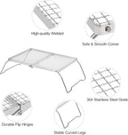 REDCAMP 17" Large Folding Campfire Grill with Mesh, 304 Stainless Steel Grate, Heavy Duty Portable Camping Grill with Carrying Bag for Outdoor Cooking BBQ