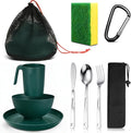 Scout Camping Mess Kit for Person Boy Scout Dishes Set Girl Scout Mess Kit with Mesh Bag Reusable Light Weight Eating Utensils Plastic Camping Cutlery Set for Travel Camp