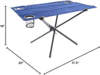 Camp Table - Outdoor Folding Table with 4 Cupholders and Carrying Bag for Camping, Beach, Picnic, Sporting Events, and More by Wakeman Outdoors | Outdoor, 4 Cupholders, Carrying Bag, Camping, Beach, Picnic