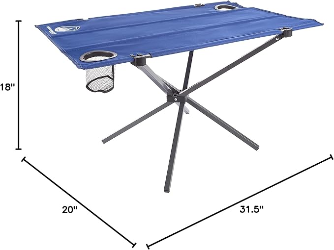 Camp Table - Outdoor Folding Table with 4 Cupholders and Carrying Bag for Camping, Beach, Picnic, Sporting Events, and More by Wakeman Outdoors | Outdoor, 4 Cupholders, Carrying Bag, Camping, Beach, Picnic