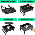 Charcoal Grill, Portable Folding Barbecue Grill BBQ Grill Desk Tabletop Outdoor Stainless Steel Camping Grill for Picnic Garden Terrace Camping Travel(Medium)