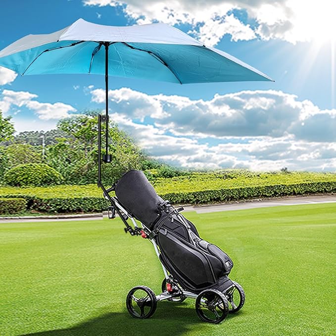 Upf 50+ Chair Umbrella With Clamp/Sun Shade - Portable Umbrella For Sports & Outdoors - Secure Clamp, 360-Degree Swivel Adjustable Position For Maximum Sun Protection