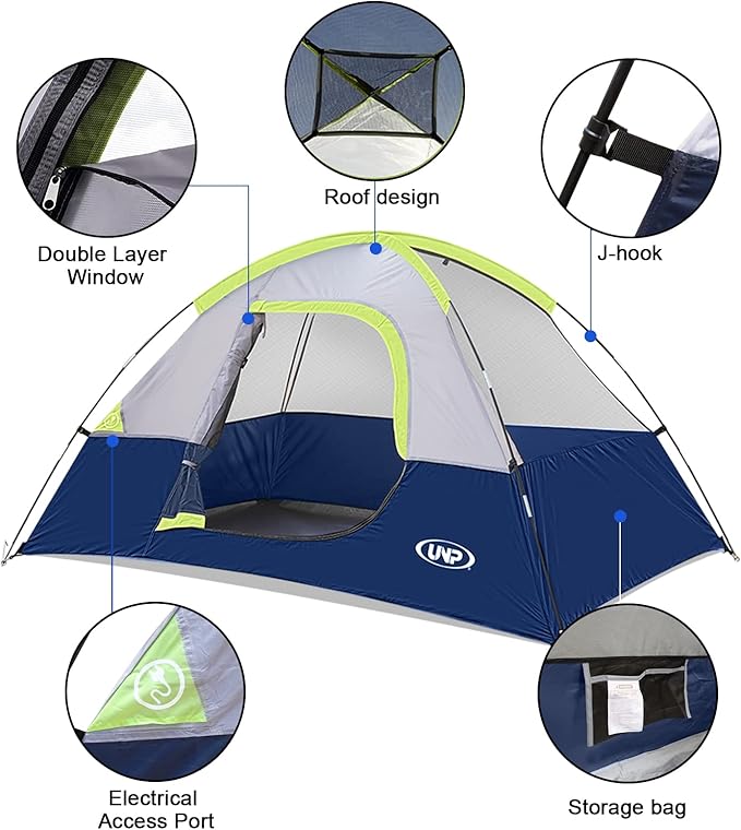 Camping Tent 2-4 Person, Waterproof Windproof Tent with Rainfly Easy Set up-Portable Dome Tents for Camping…