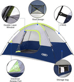 Camping Tent 2-4 Person, Waterproof Windproof Tent with Rainfly Easy Set up-Portable Dome Tents for Camping…