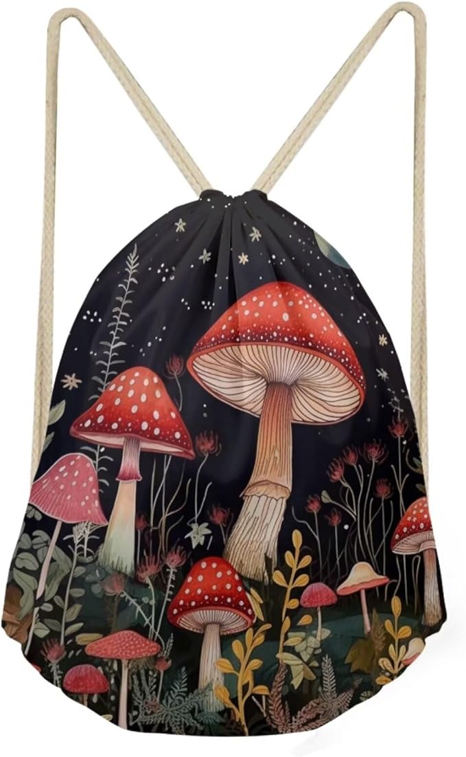 Upetstory Hippie Mushroom Drawstring Backpack Bags Cinch Sackpack Workout Gym Draw String Bag Portable Back Pack for School,Home,Travel,Sports Storage Pouch