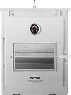 VEVOR Foldable Camping Oven, Stainless Steel Portable Camping Stove, with 3 Tier Grill, Handle and Thermometer, Use with Wood Burning Fire, Propane Stoves, for Baking Bread, Pizza, Outdoor Cooking