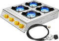 Vivicreate 4 Burner Propane Gas Stove 40000 BTU Stainless Steel Cooktop with Enamel Pan Support Electronic Ignition for Camping Outdoor Cooking BBQ Fogón de Estufa de Gas Portátil