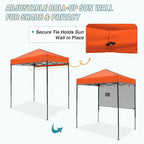 EAGLE PEAK 6x4 Instant Pop Up Canopy Tent with 1 Half Wall Panel, Straight Leg Sun Shelter, Portable Canopy with Carry Bag for Camping, Beach & Sports, Orange