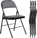 DUMOS 4 Pack PU Leather Padded Folding Chair, Indoor Outdoor Portable Stackable Seat with Steel Frame, for Home, Office, Party, Dining, Black