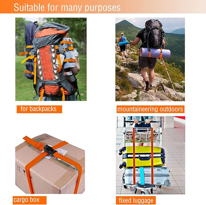Premium Utility Straps with Quick Release Buckle Adjustable Short Nylon Tie Down Straps for Backpack Tactical Lashings Camping Gear Sleeping Bag Mattress Conveyor Belt Luggage