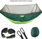 Compatible For Camping Hammock With Mosquito Net Pop-Up Light Portable Outdoor Parachute Hammocks Swing Sleeping Hammock Camping Stuff(Gree-6 rings)