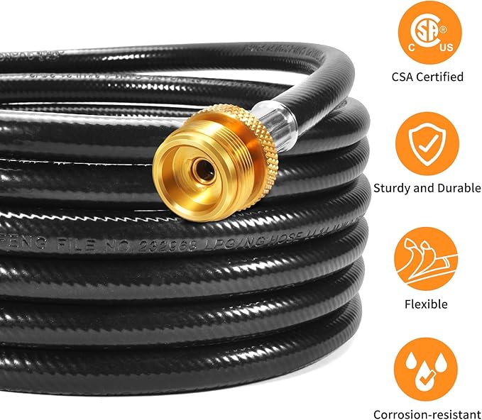 GasSaf 15FT Propane Hose, Propane Adapter Hose 1lb to 20lb Connection, Propane Tank Hose Suitable for Weber Q Grills, Blackstone Griddles, Coleman Stoves, Heaters & More