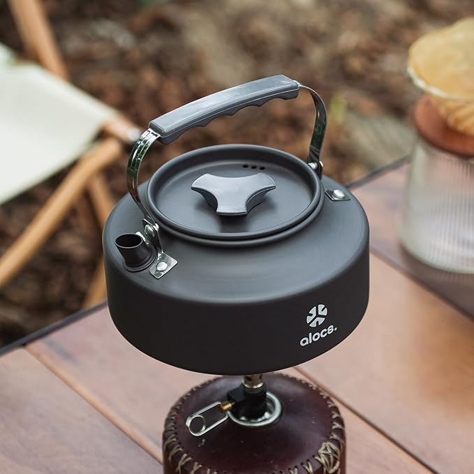 Alocs 0.8L Kettle Teapot, Portable Camping Coffee Pot, Hard-Anodized Aluminum Camping Kettle, Compact Tea Kettle for Stove Top, Outdoor, Hiking, Camping, Picnic and Traveling