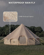 TOMOUNT Canvas Tent with Rainfly with Stove Jack Bell Tent Yurt Glamping Tent with TPU Transparent Roof for Family Camping