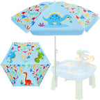 Sweetude Water Table Umbrella (Table Not Included), Kids Seaside Beach Umbrella Picnic Canopy for Summer Toddlers Sand Beach Camping Garden Outdoor Pool Shade Party Supply(Dinosaur Theme)
