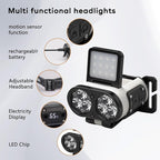 2 Pcs LED Hat Light, 900lm Dimmable Clip on Cap Lights, Headlamp Rechargeable, 180°Adjustable Hands Free Hat Flashlight Headlamp Waterproof for Hiking, Running, Fishing, Cycling, Emergency (White)