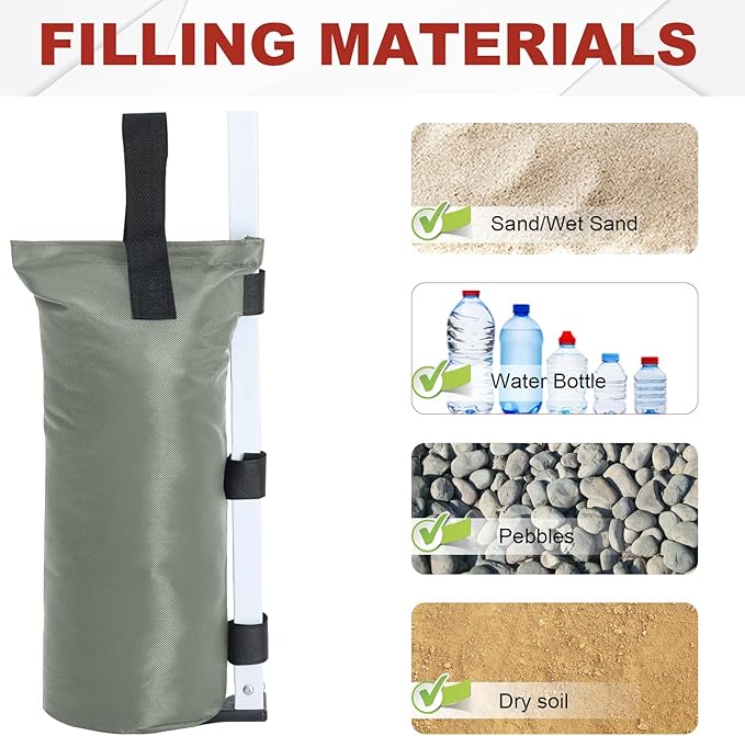 ABCCANOPY Canopy Weights Set of 4-120LBS Sand Bags for Pop up Tent, Weight Bags for Outdoor Gazebo, Trampoline, Pergola, Gray (Without Sand)