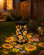 Colorful Sunflower Glow Solar Garden Lantern - 2026 Weather-Ready Sunflower Lantern for Every Season, IP65 Waterproof Metal Outdoor Hanging Light for Patio, Garden, Yard, Pathway (1PCS)