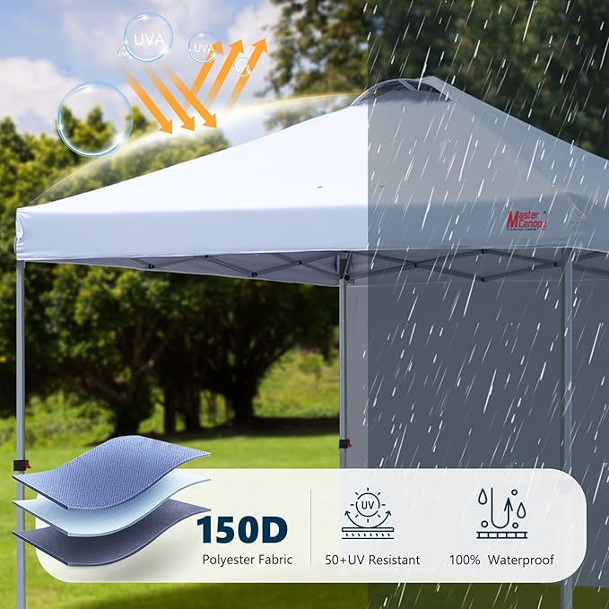 MASTERCANOPY Durable Pop-up Canopy Tent with 1 Sidewall (6.6'x6.6',White)