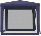 Party Tent with 4 Mesh Sidewalls Blue 8.2'x8.2' HDPE Heavy-Duty Iron Frame Waterproof Roof for Outdoor Events Shelter