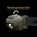 Princeton Tec Vizz Headlamp 550 Lumen Dimmable LED, IPX7 Water Resistance, Essential Outdoor Accessory for Hiking, Backpacking, Camping, Running, and Safety Preparedness, Green, New Version