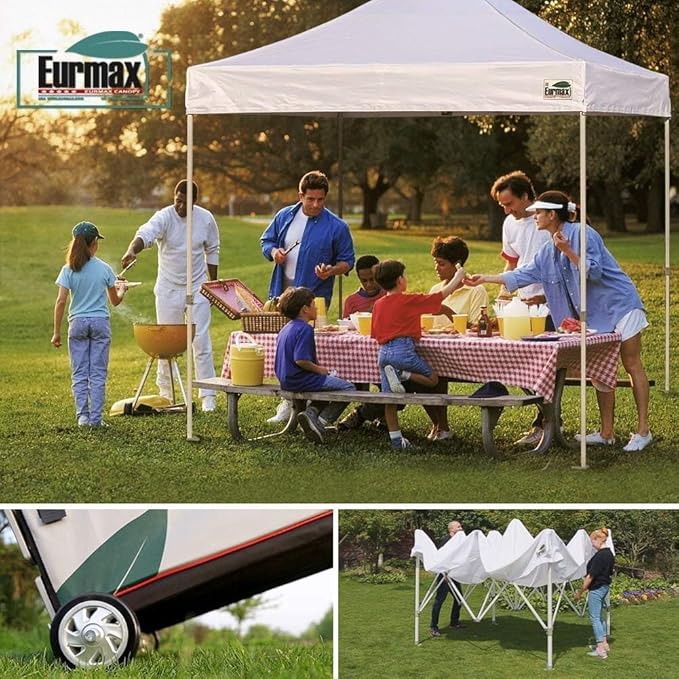 Eurmax USA Professional Pop up Canopy Wedding Party Tent Instant Outdoor Gazebo with Side Walls Aluminum Frame Commercial Grade Bonus Roller Bag(Orange)