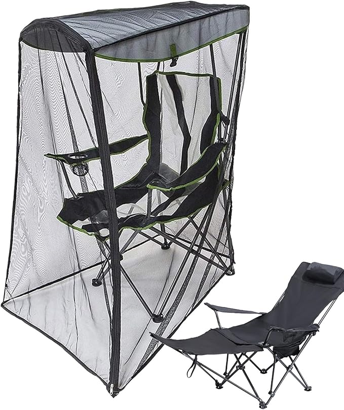 Mosq uito Net Cover for Canopy Chair, Waterproof Roof Fly Net, Outdoor Rectangle with Zipper Opening and Roof Sun Shade Tent for Backpacking Hiking Garden Outside Backyard Fishing