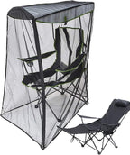 Mosq uito Net Cover for Canopy Chair, Waterproof Roof Fly Net, Outdoor Rectangle with Zipper Opening and Roof Sun Shade Tent for Backpacking Hiking Garden Outside Backyard Fishing