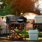 only fire Outdoor Camp Cooking Table for Dutch Ovens and Food Preparation, Collapsible Grill Table Camping Kitchen Station with Side Windscreen & Storage Basket for Backyard BBQ Picnic RV