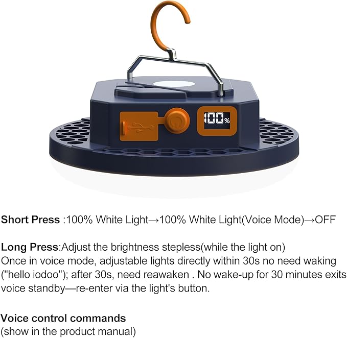 10000mAh 4000LM Rechargeable Camping Light , 7200K Hanging Camping Lantern Waterproof Tent Lights with Portable Bag and Voice Control(Offline),Best Gift for Parents Dad Mom Friends Christmas (30W)