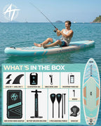 10'6''x33''Inflatable Stand Up Paddle Board, 400lbs Extra Wide Stand Up Paddleboard with Kayak Seat, Anti-Slip EVA Deck Premium SUP Accessories Kit, Non-Slip Stable Deck Boat for Yoga Fishing Surf