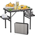 Titanker Folding Camping Table 2ft, Small Folding Camp Table Portable with 50% Extra Space, Small Picnic Table, Portable Beach Desk, Car Camping Essentials, Aluminum Light & Solid