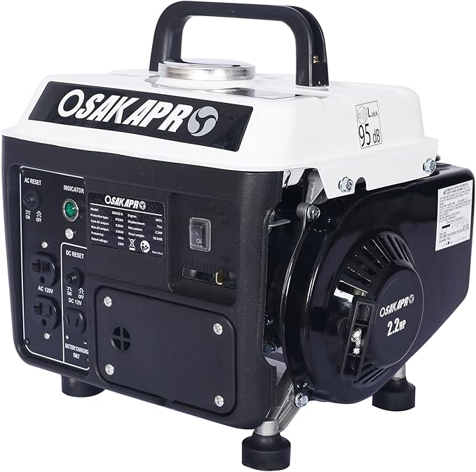 Zateety Portable Generator, 71CC 2.2 HP 2-Stroke, 900W Peak Power, Outdoor Power Station Low Noise, Gas & Oil Mix Powered Generator, Recoil Generators for Home Use, Camping Battery Backup, White