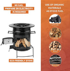Skyflame Wood Burning Rocket Stove, Portable Camping Stove for Outdoor Cooking, Backpacking, RV and Survival, Essentials Camping Gear - Black