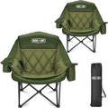 Overmont 2PCS Oversized Camping Chair for Adults - 400lbs Support Heavy Duty Padded Folding Chair with Cooling Bag Cup Holder Side Pocket Carry Bag - Comfortable Portable for Outdoor Garden Sports