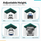 ADVANCE OUTDOOR 10x20 ft Heavy Duty Carport Potable Car Canopy Garage Party Tent Boat Shelter, Adjustable Height from 9.5 ft to 11 ft, Green