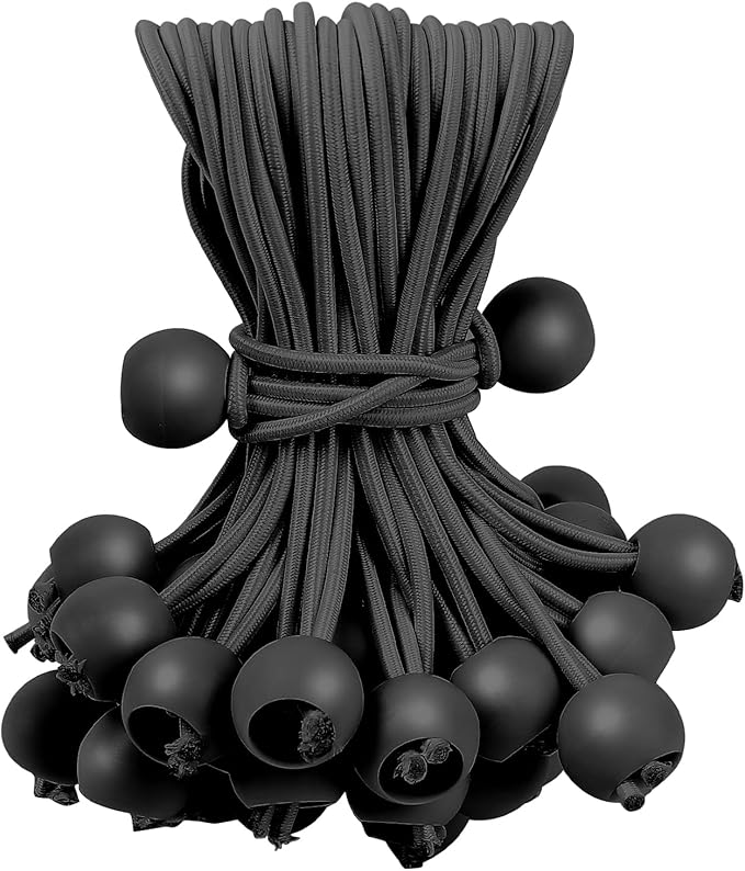 60PCS 9inch Ball Bungee Cords, Heavy Duty Outdoor Bungee Cord with Balls, Tarp Tie Down Bungee Balls for Shelter, Camping, Cargo,Tent Poles UV Resistant（Ball Size 1 inch）