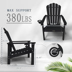 Stackable Adirondack Chair Set of 4, HDPE All-Weather Adirondack Chairs - Durable and Space Saving, Plastic Outdoor Fire Pit Chairs with Cup Holder,Black