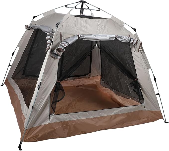 Pop Up Camping Tent, Automatic Setup Sun Protection Tent with Removable Rain Fly and Carry Bag, for Family Outdoor Camping Backpacking Hiking