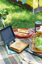 Yoshikawa SJ2408 Hot Sand Maker, For Gas Fire, Crispy, Single Fluorine Processed, Tanned Grill, Total Width 5.9 x Length 13.8 x Height 1.3 inches (15 x 35 x 3.2 cm), Black, Outdoor Camping