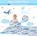 Toddler Nap Mat with Pillow and Blanket, Extra Large Rolled Napping Mats,Slumber Bags for Boys Girls,Kids Sleeping Bag for Daycare, Preschool Travel Camping