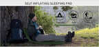 Self Inflating Sleeping Pad for Camping, Durable Camping Mattress Connectable with Multiple, Lightweight Sleeping Mats for Backpacking, Tent, Hammock, Hiking, Adult Single, Green