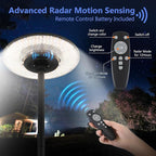Solar Street Lights Outdoor with Pole, Waterproof Motion Sensor Solar Lamp Posts with Remote Control at 360° omnidirectional for Yard, Camping, Garden, Outside (106.3" Pole with 324 LED)